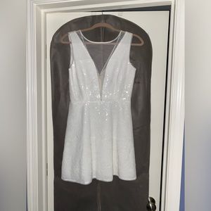 BCBG White sequined mini dress